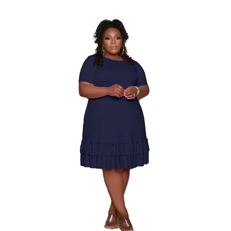 Повседневное длинное платье больших размеров для полных женщин 4XL, трикотажная круглая юбка Ne ort Sve A-Line, летнее платье для поездок на работу