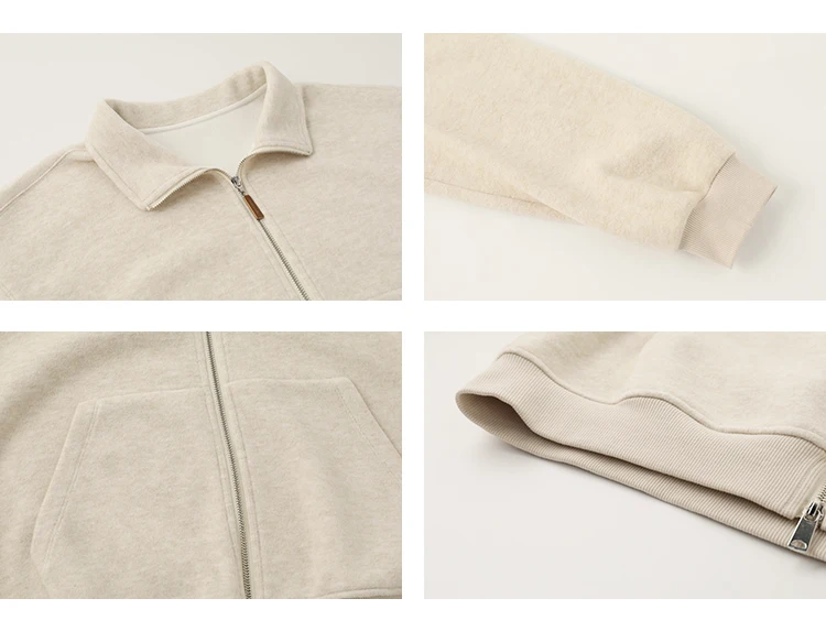 Vega Chang New Winter Style Women's Lazy Wear Zipper Stand Collar Sweatshirt