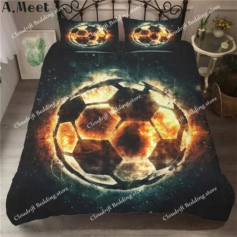 

Football Bedding Set Printing Pillowcase Quilt Cover Soccer Duvet Covers Home Textiles Queen King Size Sport Theme Quilt Cover