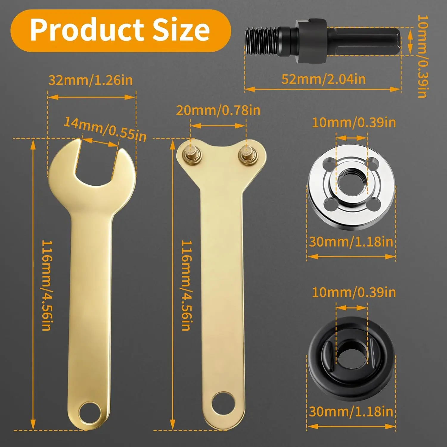 2Set 10pcs Power Drill Adapter Kit Angle Grinder Connection Attachment with Connecting Rod Wrench Nuts Rotary Tool Accessory