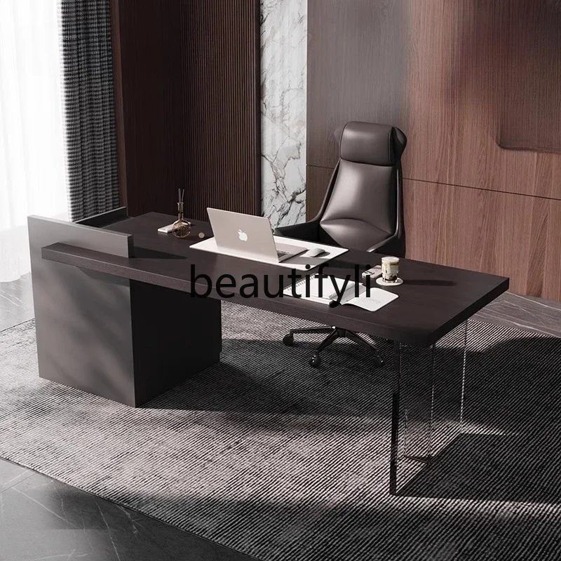 

11zItalian minimalist office desk and chair modern minimalist light luxury high-end writing computer desk