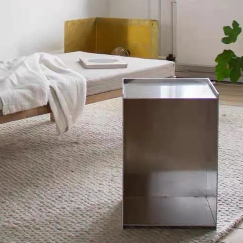 طاولة قهوة من الفولاذ المقاوم للصدأ الاسكندنافية، طاولات جانبية بسيطة، متعددة الوظائف، منضدة حديثة، أثاث منضدة فاخر وبسيط #4