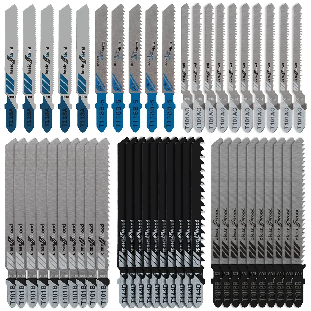 10/50pcs Jig Saw Blade Set T-shank Jigsaw Blade Wood Thin Metal Cutting Tool for DEWALT/Bosch/Hitachi/Makita/Milwaukee/Metabo