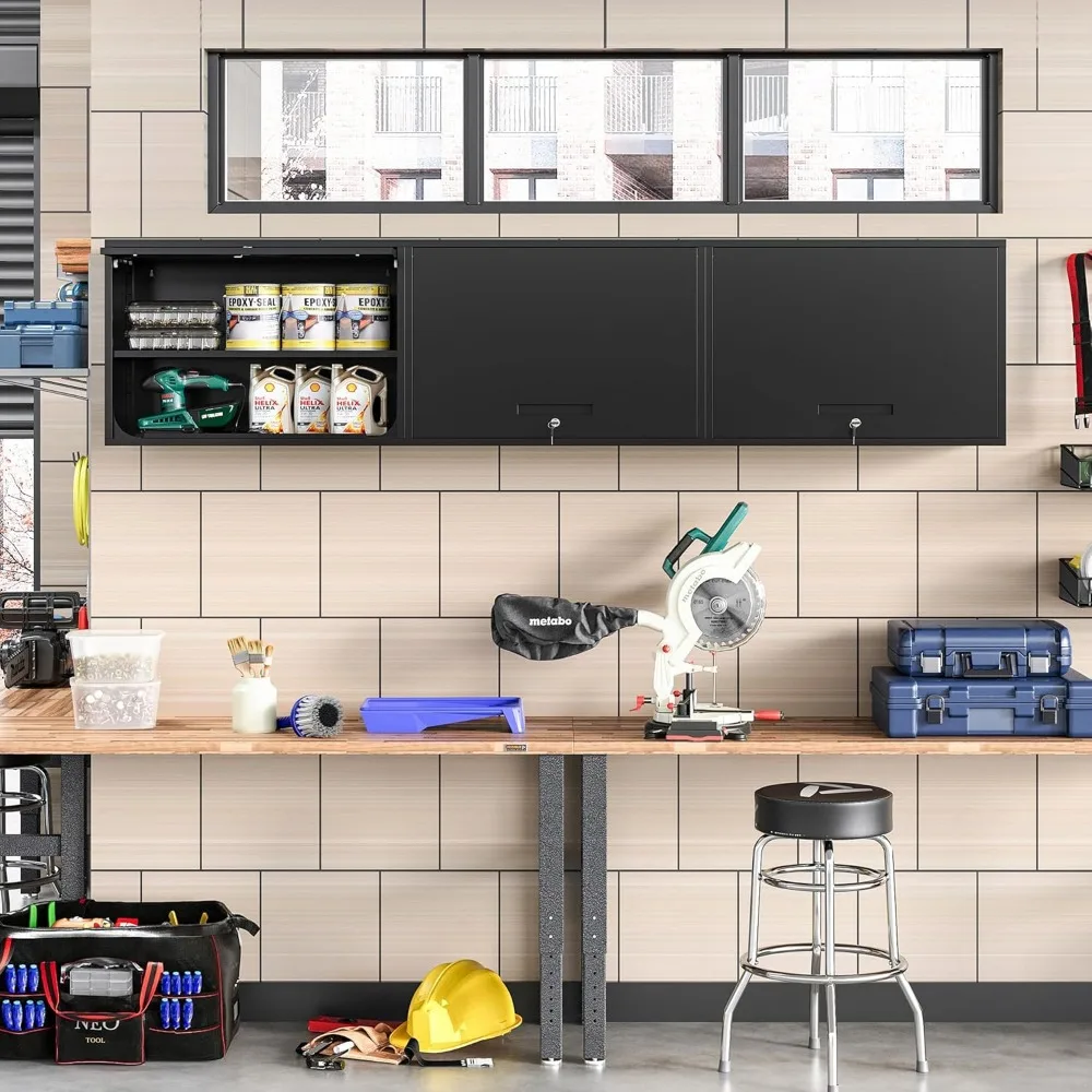 Sicherer Wandschrank aus Metall mit abschließbarer Tür und verstellbarem Regal, ideal für Garage, Lager, Zuhause und Büro