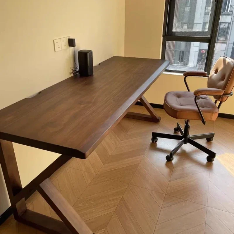 

Solid wood double computer home office desk bedroom workbench long wooden minimalist desk desktop gaming desk