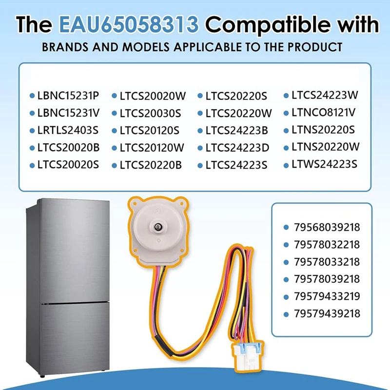 ABKR-Moteur de ventilateur de réfrigérateur EAU65058313 pour congélateur Kenmore, remplacement EAU63103001 AP7178307 PS16662420 DC12V