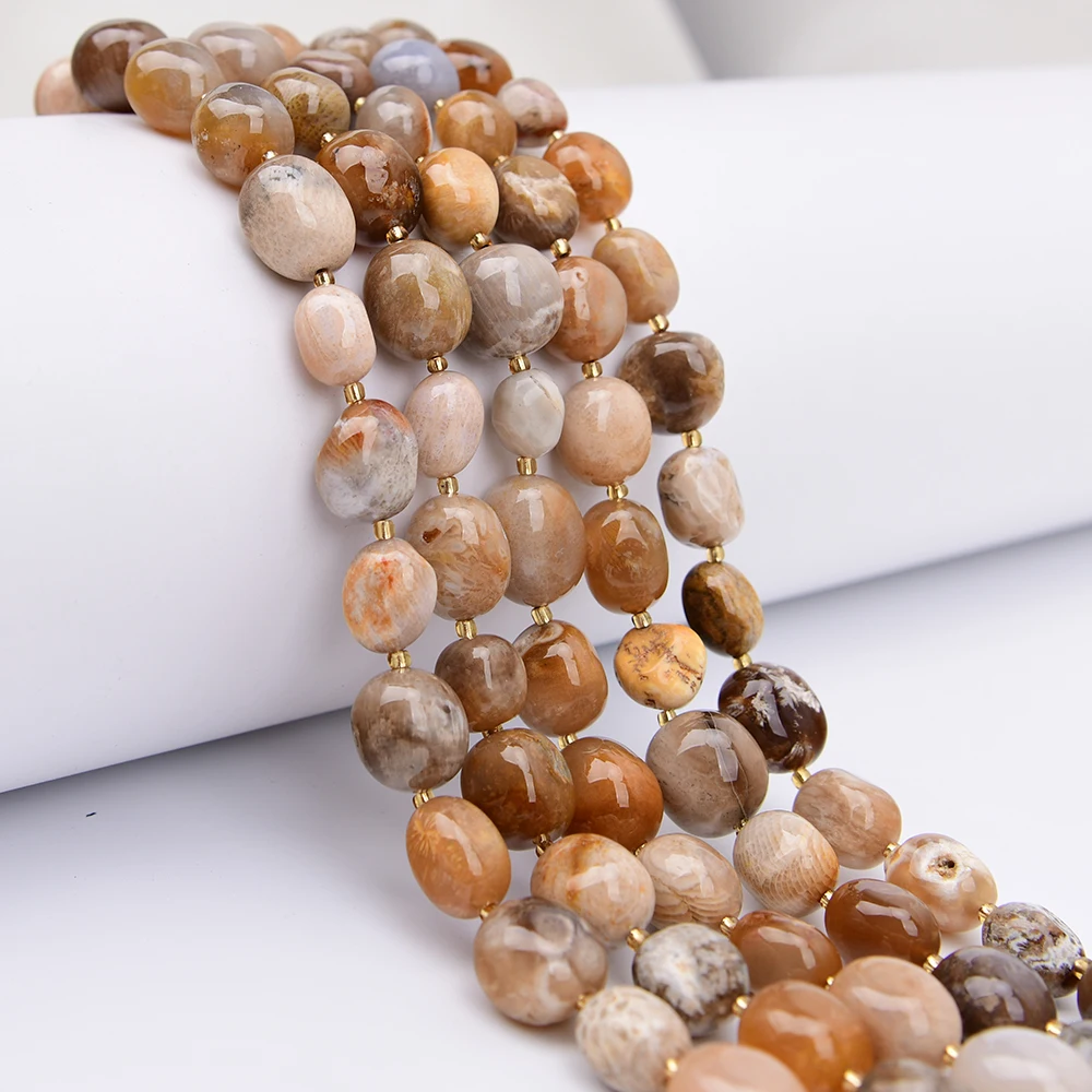 APDGG 2 Strands Natural Mix Color Chrysanthemum Stone Smooth Irregular Nugget Loose Beads 15.5'' Jewelry Making Accessories