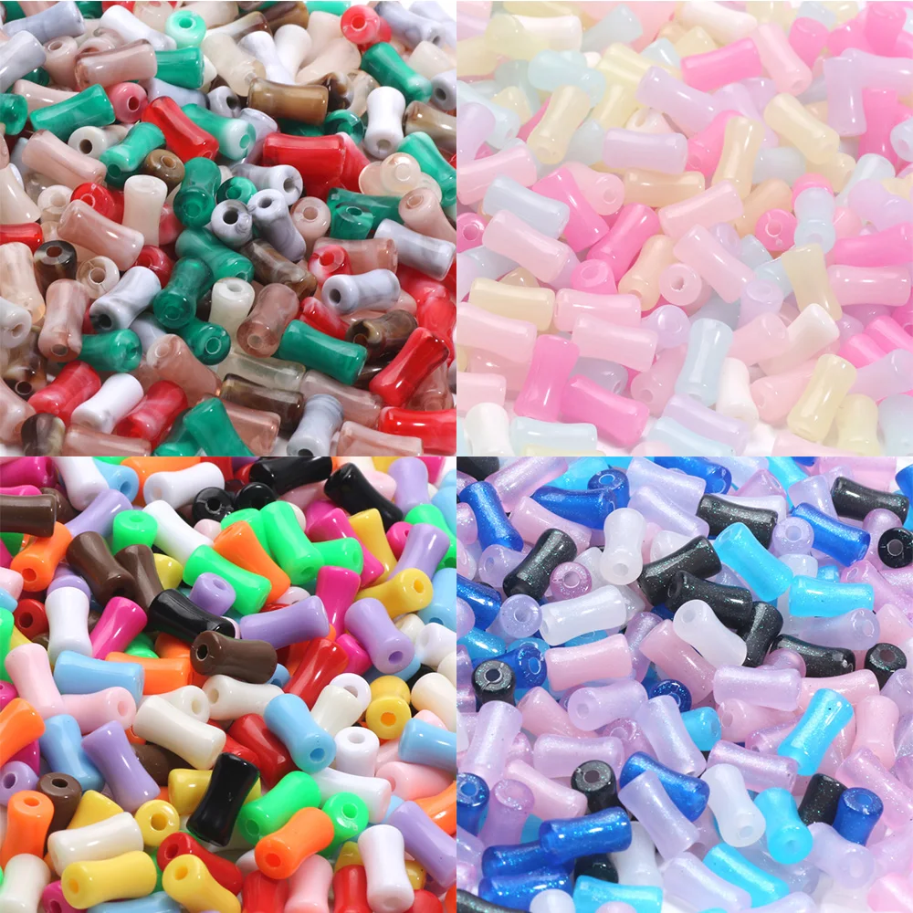 50 sztuk 4 stylowe koraliki akrylowe w kształcie bambusa długie rurki koraliki dystansowe do tworzenia biżuterii bransoletka naszyjnik ustalenia Diy akcesoria