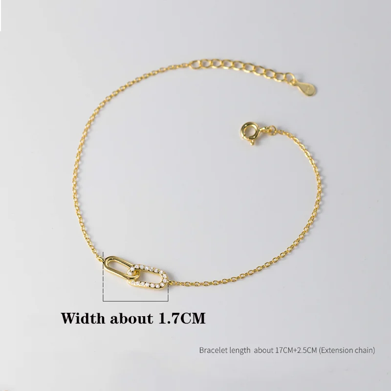 WANTME 925 Sterling Silver Fashion Korean Ring Interlocking Chain Charm Bracelet for Women Elegant Chic Party Jewelry Accessorie 2