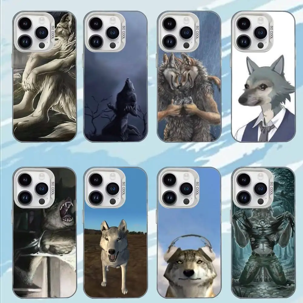 

Funny Wolf Meme Phone Case For iPhone 17,16,15,14,13,12,11,Mini,Pro,E,MAX White Candy Matte Shockproof Cover