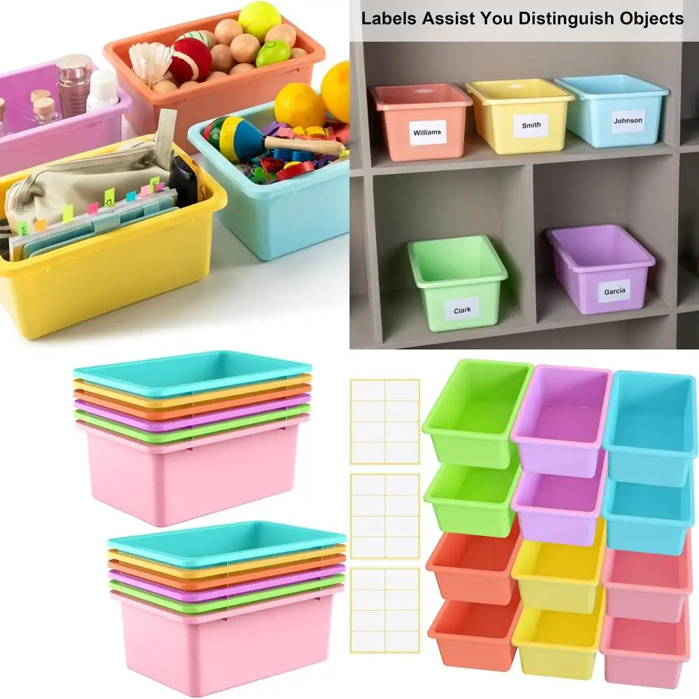 

Набор из 24 контейнеров для хранения в классе, пластиковые органайзеры конфетного цвета с 120 этикетками для детей, учителей, библиотеков и офисов.