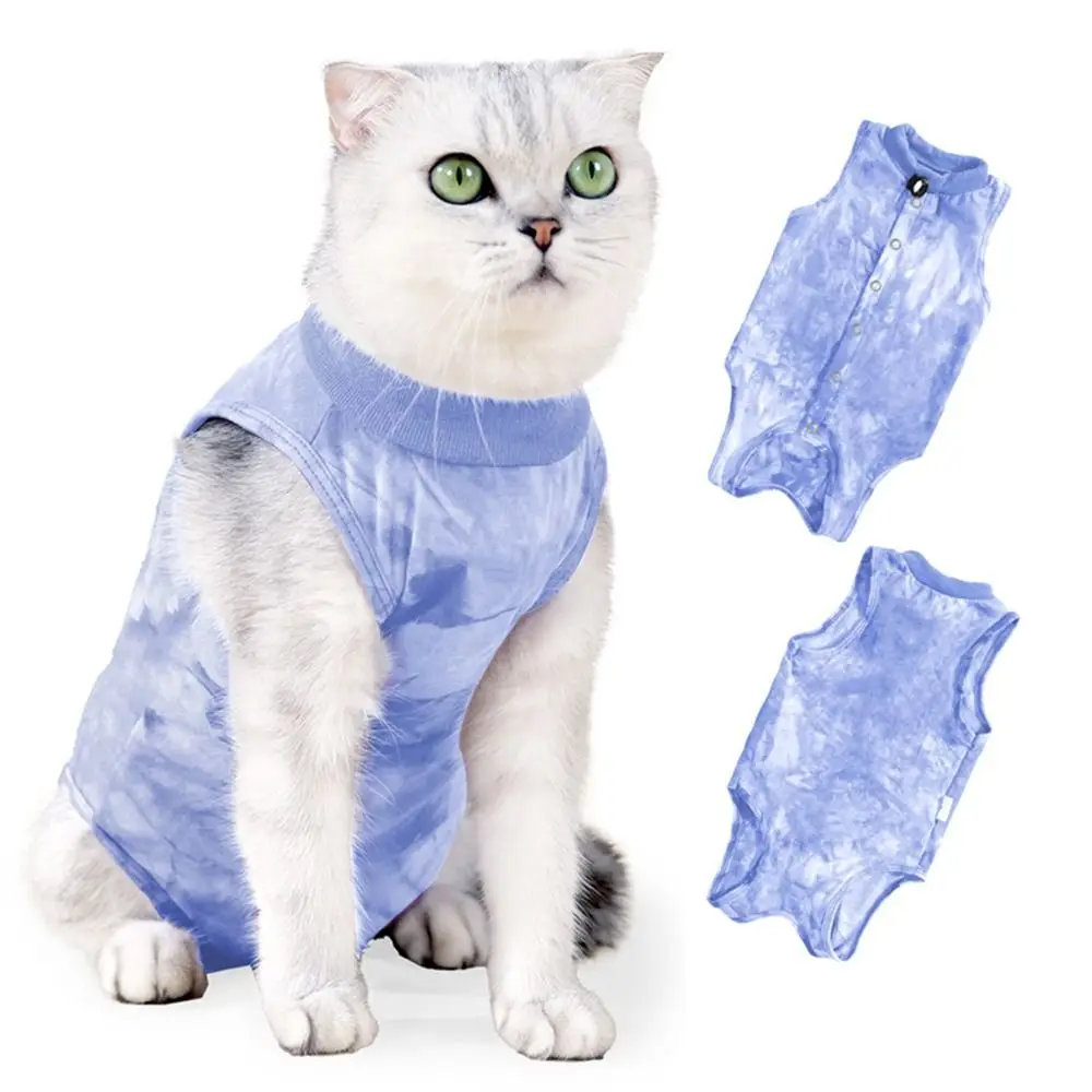 Stretchy Cat Spay/Neuter Clothes Elastic Breathable Cat Recovery Suit Wounds Protector Soft Cat Sterilization Vest After Surgery