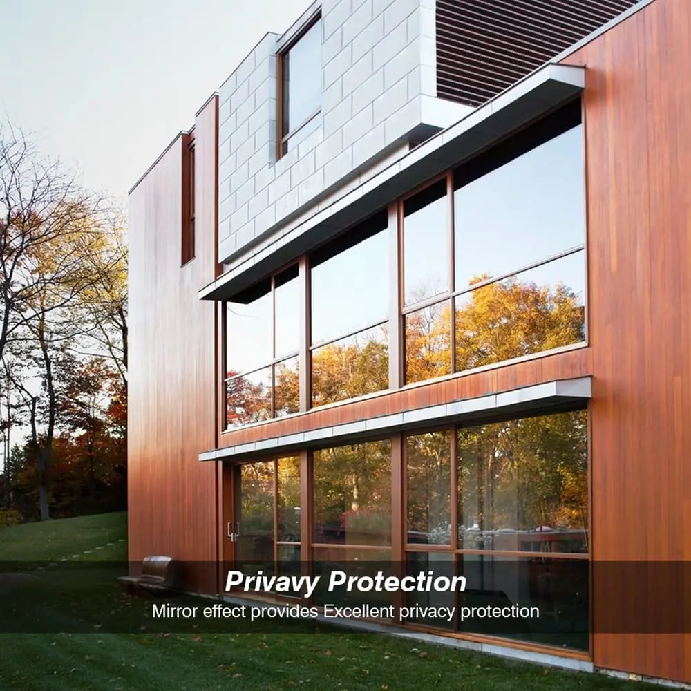 Privacy Window Film Sun Protection One Way Reflective Window Film Heat Insulation Anti-UV Self Adhesive Glass Film Home Office