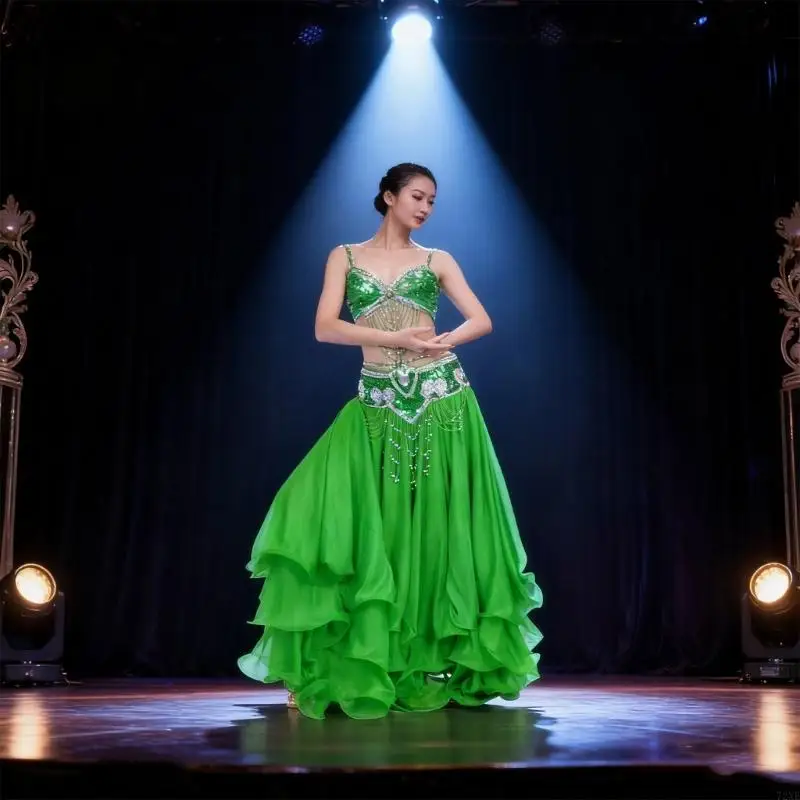 72XE Falda acampanada 3 capas para disfraz teatro, dobladillo barrido, tela transpirable secado rápido