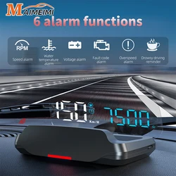 C7B OBD HUD Smart Head Up Display LED Gauge Speedometer Water Temperature Voltage Speed KMH MPH RPM Display For Gasoline Vehicle