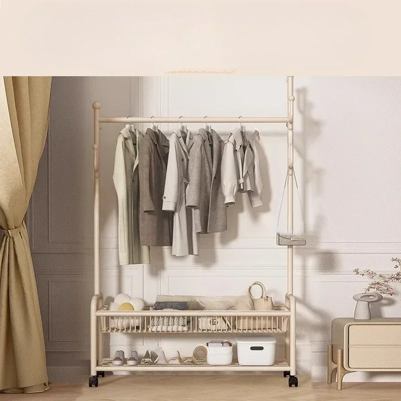 Rack Clothes Rack Hall Closet Organizer Home Hat Bag Hanger Furniture Metal Cream Wheeled Standing Coat Bedroom Entryway