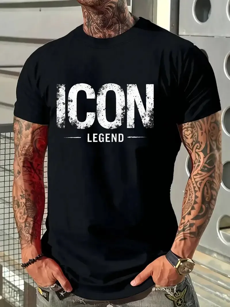 تي شيرت رجالي جديد لصيف 2025 يتميز بطبعات حروف كاجوال وعصرية وأسلوب ملابس الشارع قابل للتنفس