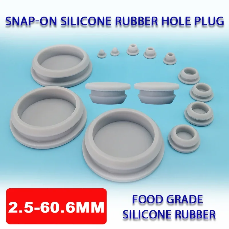 

Grey Snap-on Silicone Rubber Cap 2.5-60.6mm T Type Hole Plug Cover Blanking End Cap Tube Inserts Bung Seal Stopper Sealing Plug