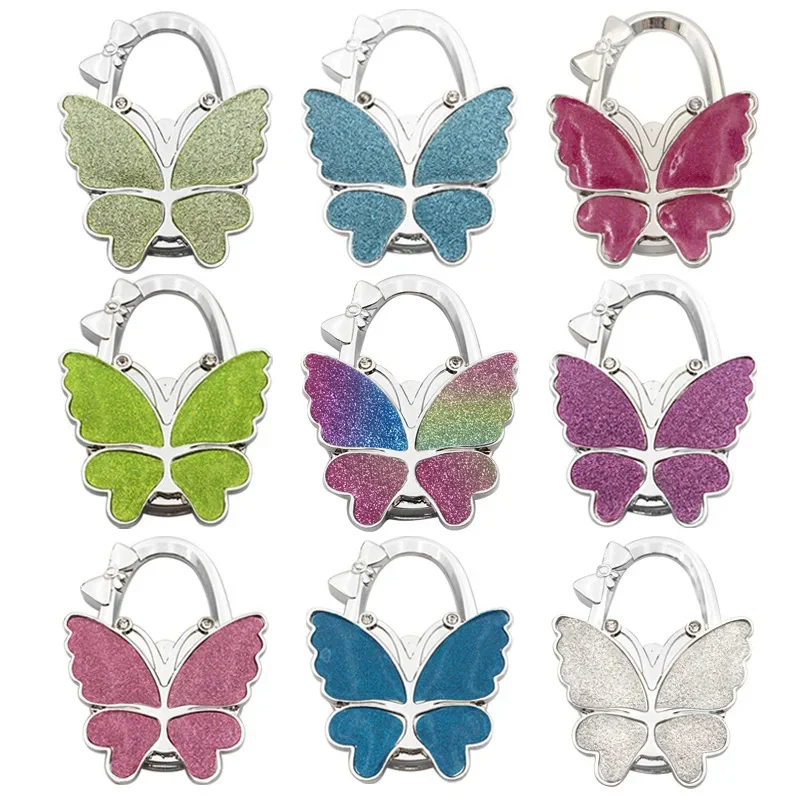 100pcs Hand Bag Hook Hooks Rails Hook Butterfly Handbag Hanger Glossy Matte Foldable Table For Bag Purse Home Garden