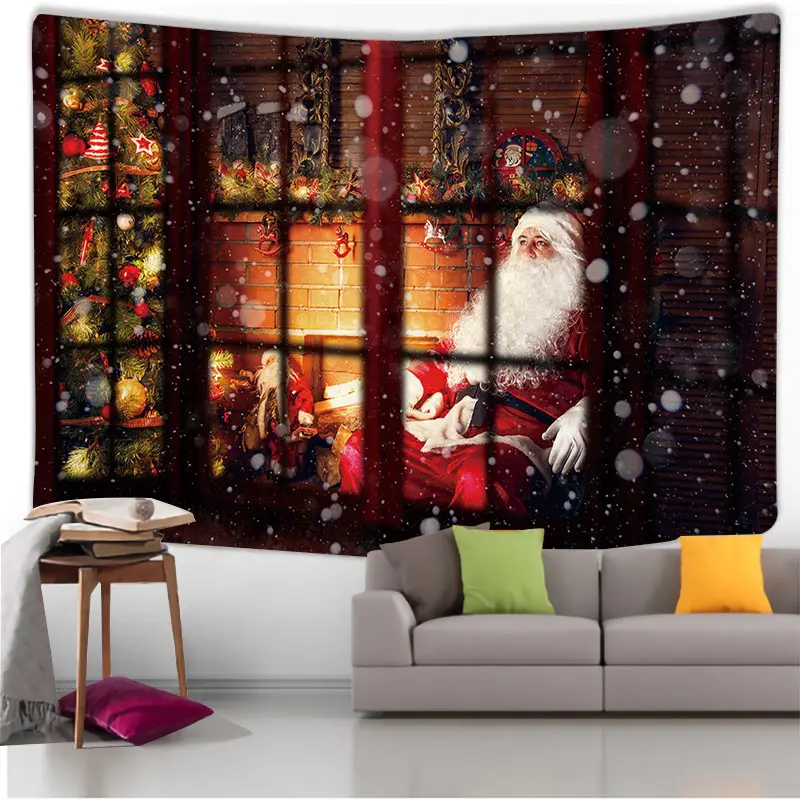 Christmas Men Xmas Tapestry Festive Decor Home Living Room Bedroom Background Garden Posters for Outside Large Wall Hanging