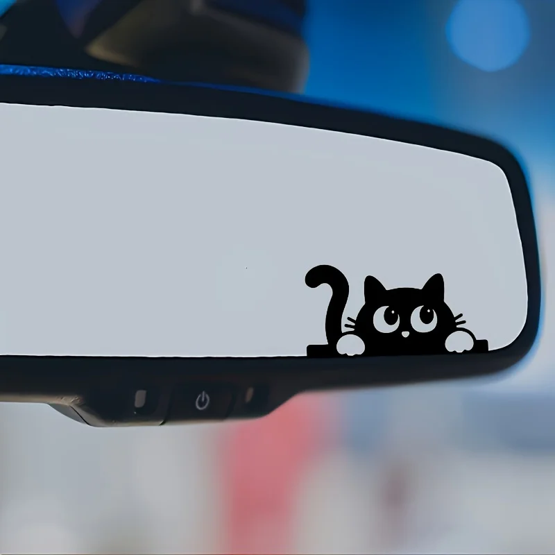 Cute Cat Car Rearview Mirror Sticker Side Window Funny Kitten Decal Xmas Gift Waterproof Vinyl Auto Styling Exterior Accessories view 4