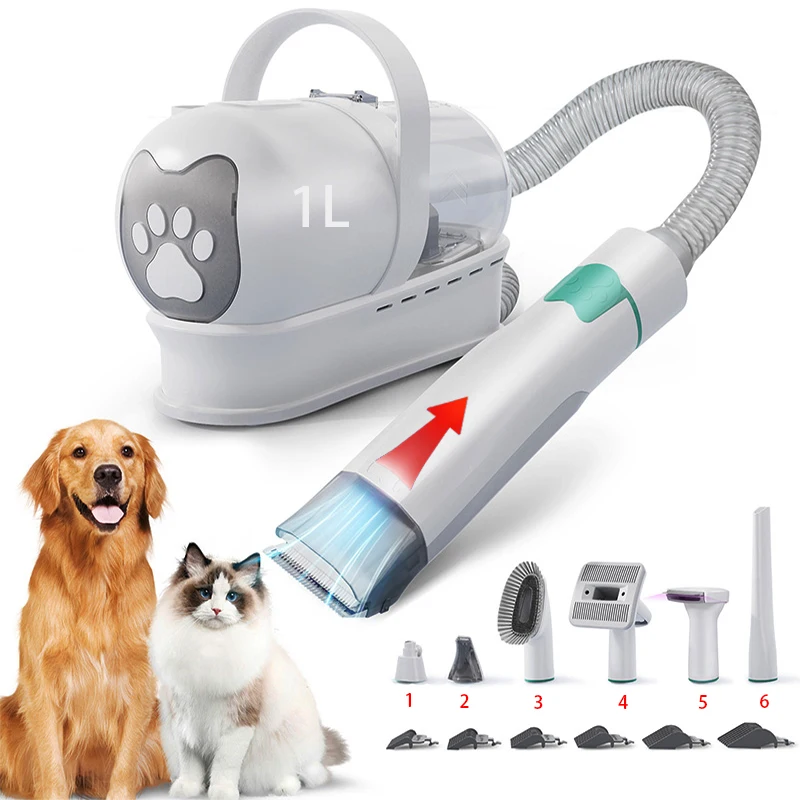 7 In 1 Multifunctional Pet Hair Stylist Dog Cat Vacuuming Set Trimming Shaving All-in-one Pet Grooming Kit Groomer For Pet
