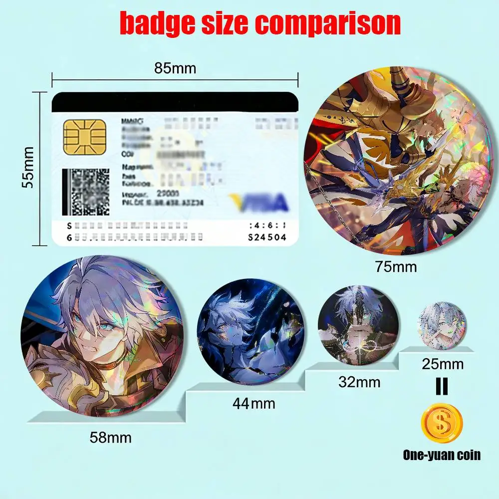 God of Tragedy Honkai Phainon Badge on Backpack Clothes decoration Tinplate Round Brooch Funny Custom Gifts for Friend