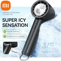 Xiaomi Handheld Small Fan Portable AC Refrigeration USB Charging Mini Fan High Speed Strong Wind LED Display Home Office Travel