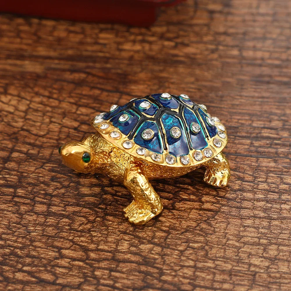 2Pcs fashion retro turtle jewelry box, metal handicrafts light luxury retro desktop jewelry storage box ornament
