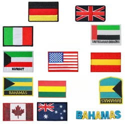 National Flags Embroidery Iron on Patches American Countries Banner Bahamas Shield Badge USA UK Small Flag Thermal Cloth Colours