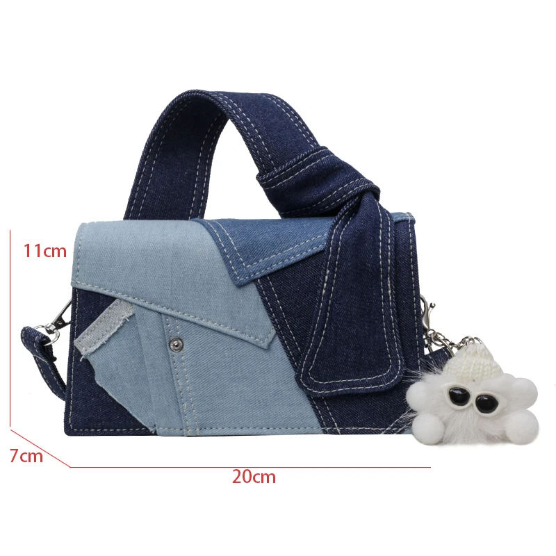 Luxury Designer Jeans Bag Women Denim Crossbody Bags For Women 2024 New Small Square Handbag Knotted Handle Tote Clutch Bag