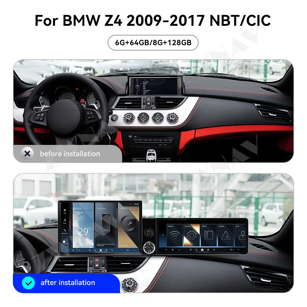 Dual HD Screen 13.1 Inch& 12.3 Inch Android 13 For BMW Z4 2009-2017 NBT/CIC Wireless CarPlay Android Auto Player Head Unit