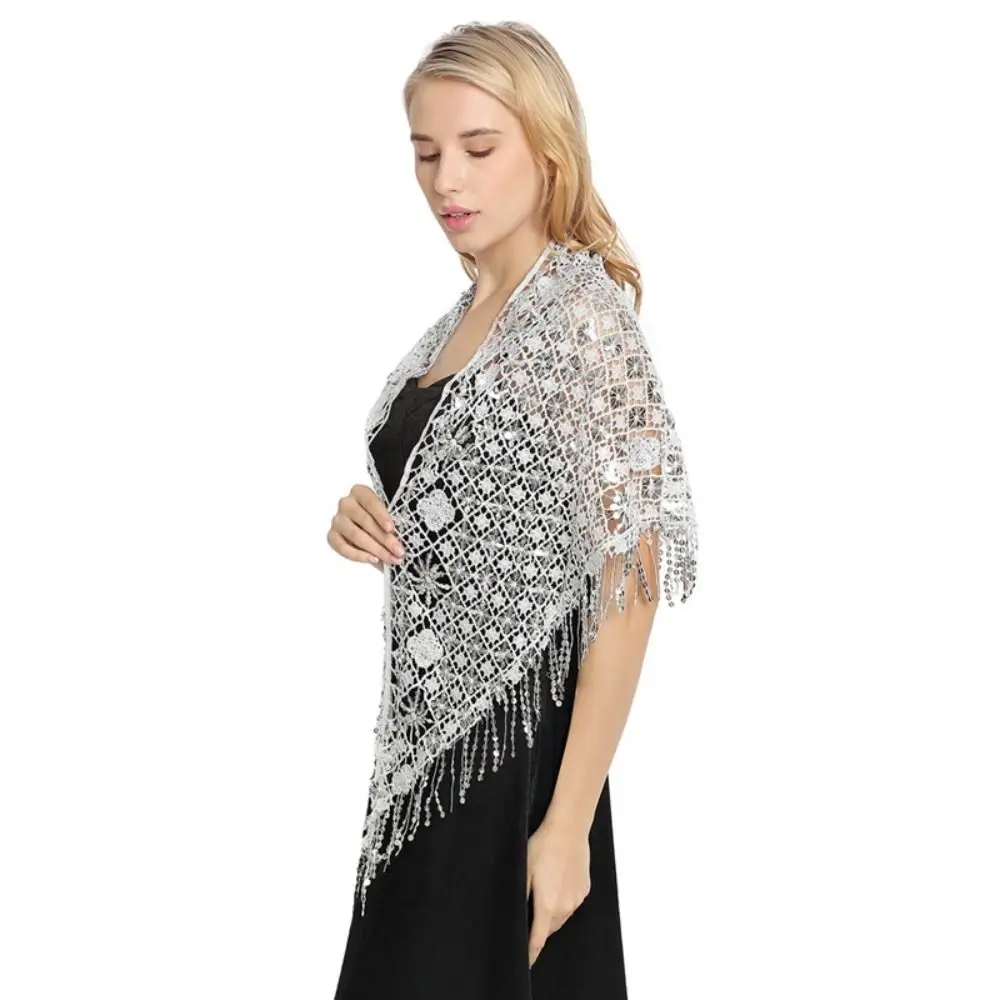 เลื่อมเลื่อมพู่ผ้าคลุมไหล่พู่หมวกสามเหลี่ยมผ้าคลุมไหล่หลากสีอุปกรณ์เต้นรําท้องเต้นรําผ้าพันคอท้องเต้นรําเข็มขัด