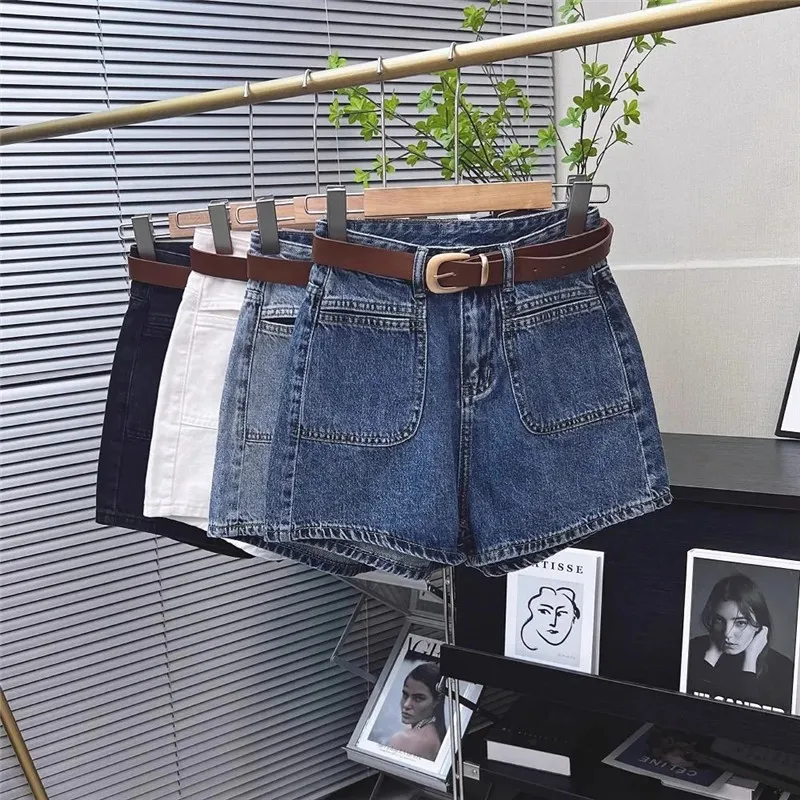 

High-Waisted Plus Size Denim Shorts For Women 2025 Summer New Arrival Slimming Petite Wide-Leg Pants Casual Fashion
