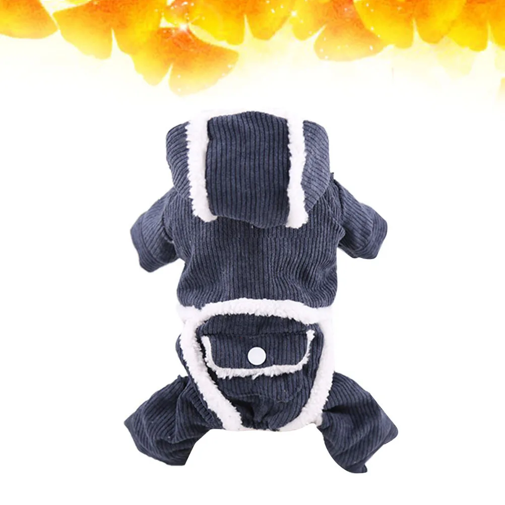

Double Layer Corduroy Pet Cotton Coat Warm Dog Clothes Denim Blue Size M Winter Thickened Soft Puppy Costume Outdoor Walk