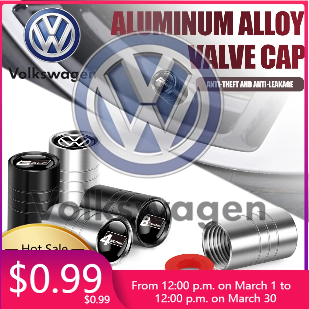 

2026 Hot Styling Mouldings For VOLKSWAGEN VW 4Pcs Metal Car Wheel Tire Air Valve Caps Stem Covers For Volkswagen R Golf 4 Motion