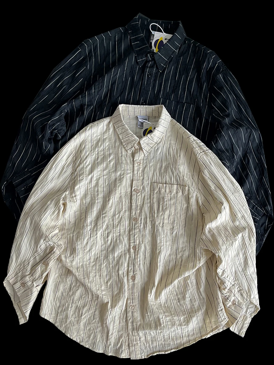 

Limited Edition Long Sve irt Men's Casual Striped Fold Collar Oversized Fit Cotton irt Youthful Sle Pl Music