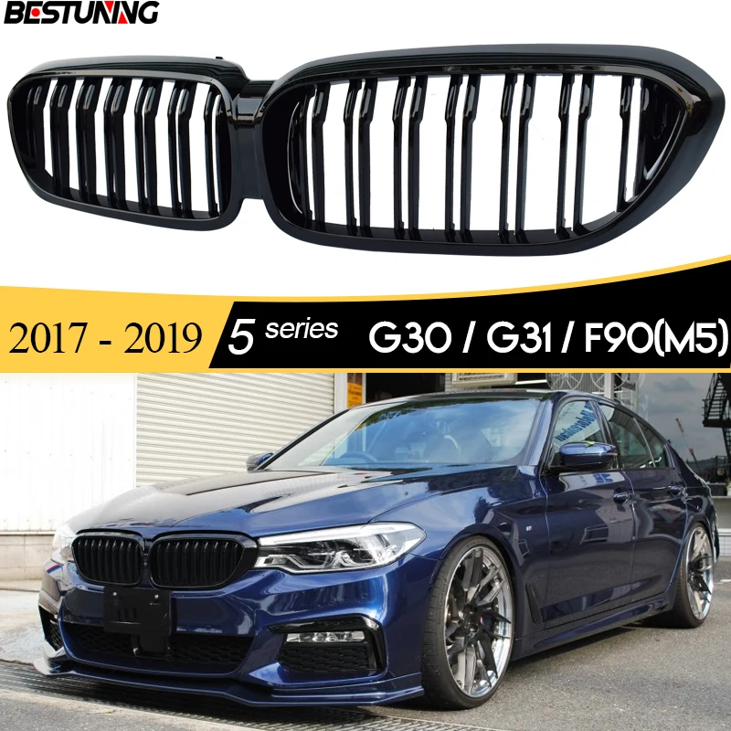 

Black Kidney Grille 1PC For BMW 5 Series 2017 - 2019 (Pre-LCI) Pre-facelifted G30 Sedan G31 Wagon F90 M5 528i 530i 535i 540i