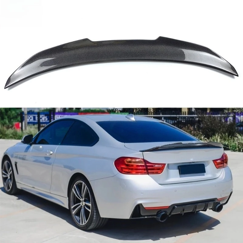 PSM Style Carbon Fiber Trunk Spoiler Rear Wing for 4 Series 13-19 F32 F33 F36  F82 Adhesive Car Rear Wing