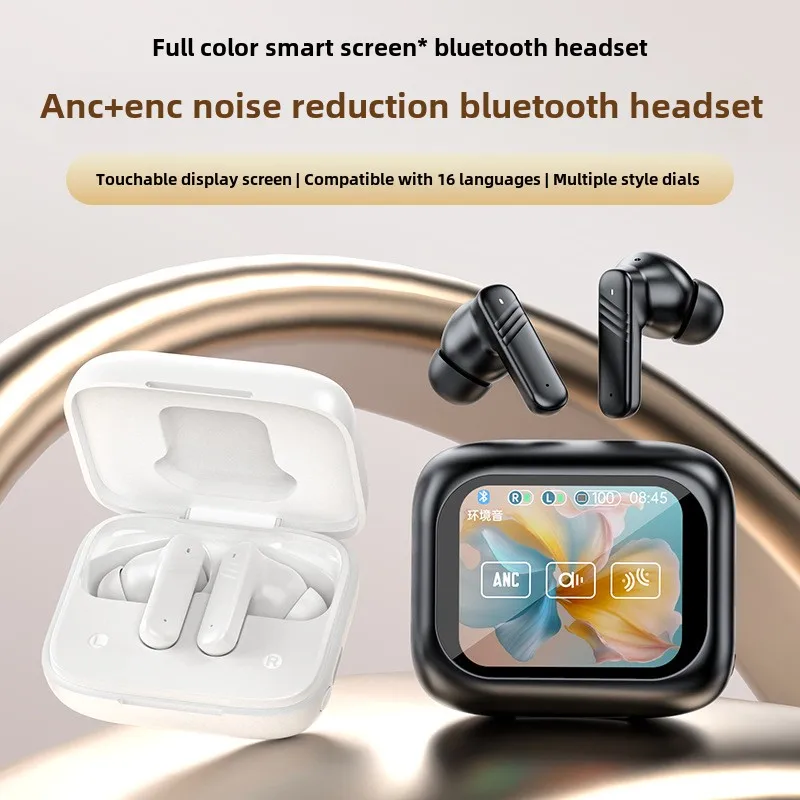 Full color touch screen dual noise cancelling Bluetooth earphones in ear multifunctional new wireless earphones private model