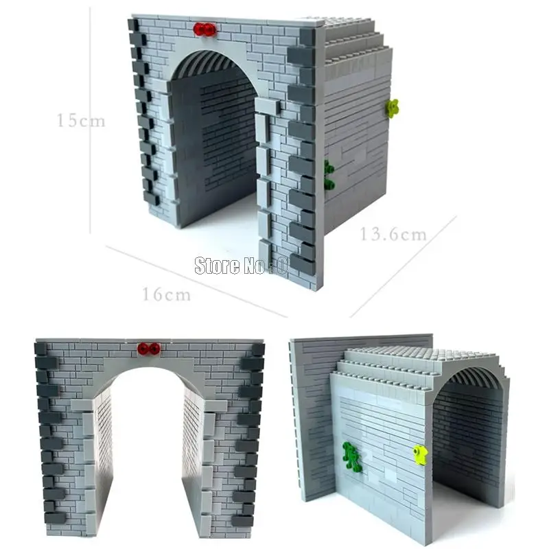 기차 철도 도로 동굴 터널 Diy Moc 아이 교육 벽돌 빌딩 블록 장난감