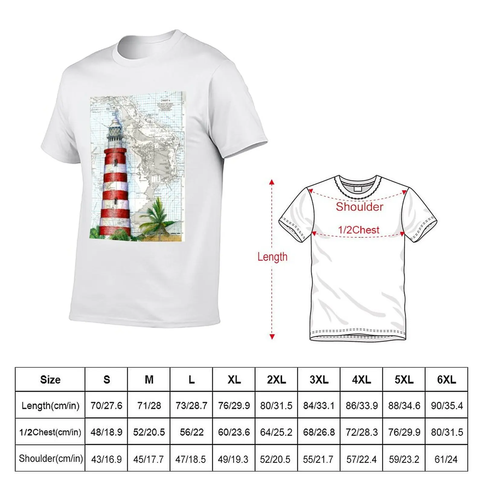 Hope Town Lighthouse Chartwork T-Shirt t shirts for man graphic vintage t shirts for man cotton funny T-Shirt