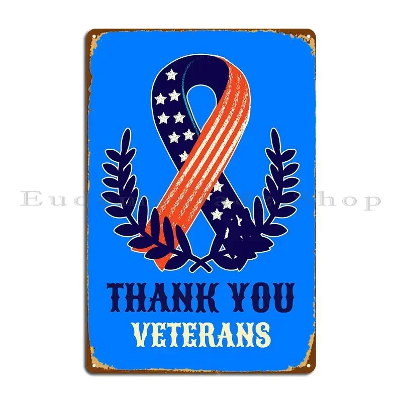 Thank You Veterans Metal Plaque Rusty Party Wall Plaque Character Garage Tin Sign Poster