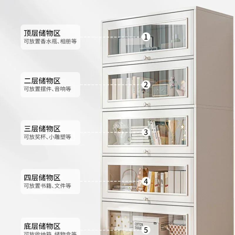 Bookcase, floor to ceiling, living room, dustproof imitation glass door,  cabinet, household storage cabinet, student bookshelf