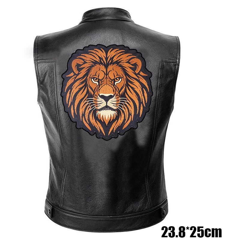2026 New Leather Back Large Embroidered Patches Motorcycle Biker Patch Wolf Lion Monkey Patches Iron On Patches For Clothing DIY