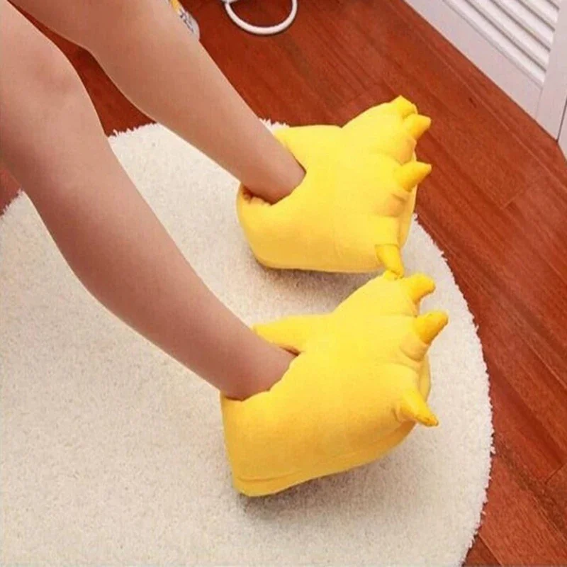 Women Kids Parent-child Home House Slipper Shoes Room Cotton Shoes Winter Soft Warm Monster Dinosaur Paw Funny Slippers for Men