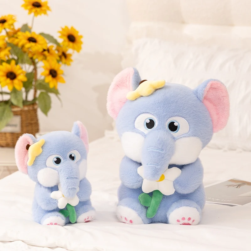 25/35 سنتيمتر Kawaii الفيل عقد زهرة ألعاب من نسيج مخملي Homdecor محشوة دمى لينة دمى على شكل حيوانات هدية للبنين بنات رفيق النوم #3
