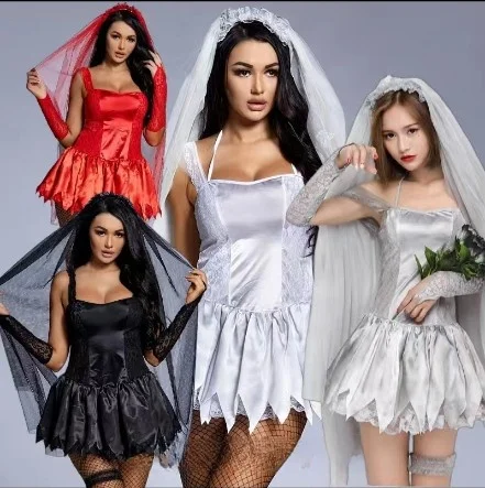 loween Adult Ghost Bride Costume New Veil Beautiful Dry Corpse Suit Dance Par Traditional Chinese Ethnic Stage Costume