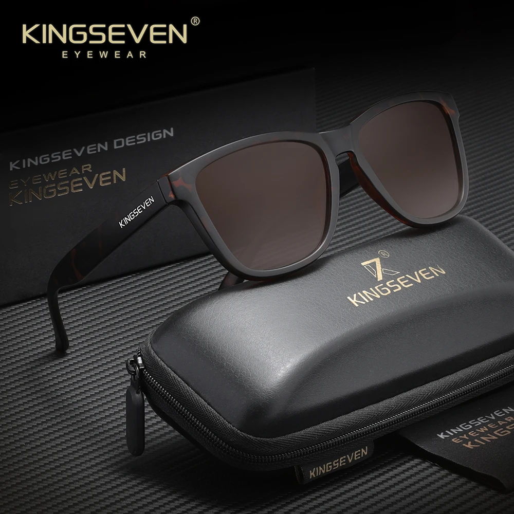 KINGSEVEN Polarisierte, quadratische Sonnenbrille für Damen und Herren, mit TAC-Gläsern, ideal für den täglichen Gebrauch und Reisen, UV400-Schutz.