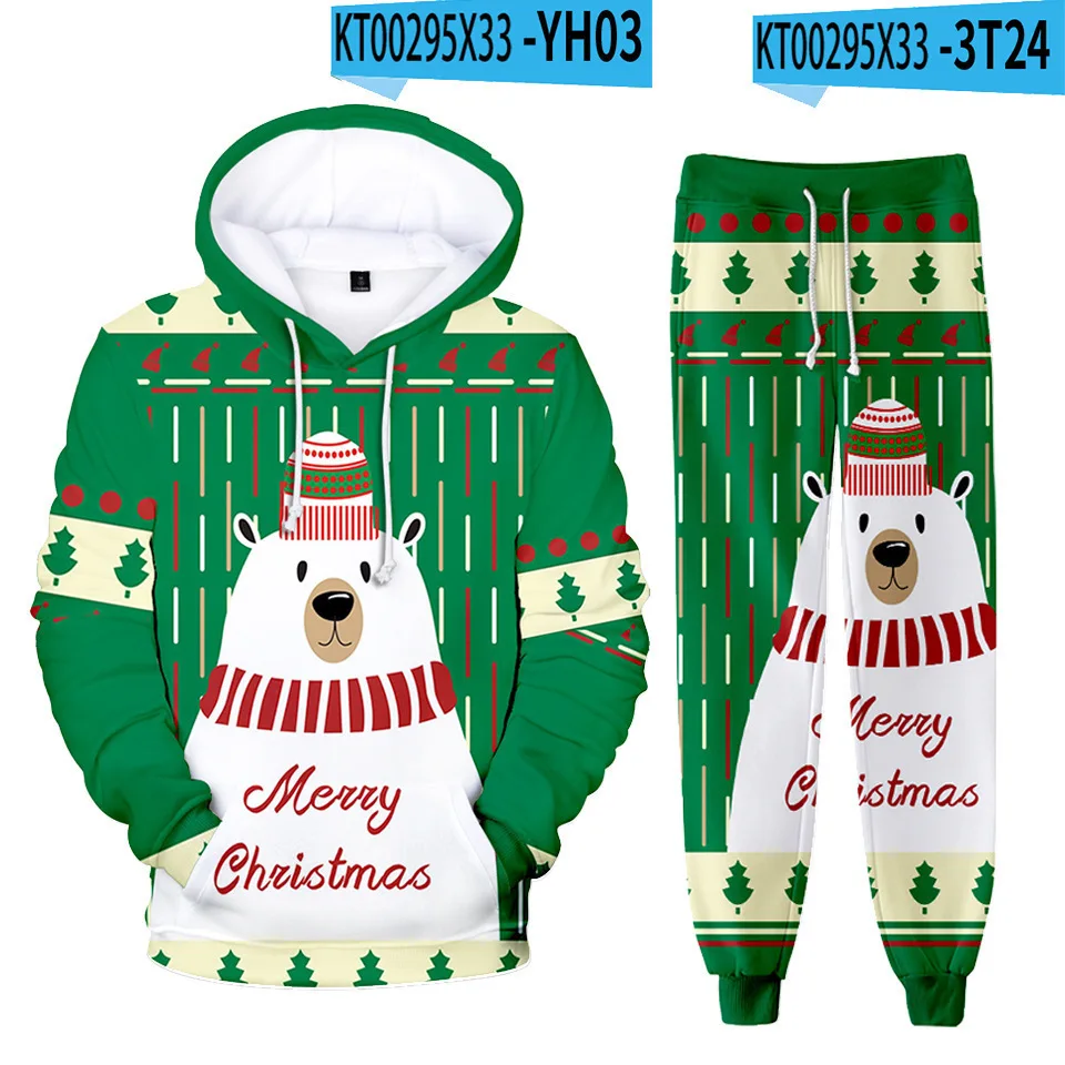 2024 New Year Christmas Santa Claus 3D Printed Hoodies Pants Tracksuit Set Novelty Couple 2 Piece Suit Party Streetwear Clothing